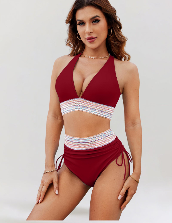 Vitória – Conjunto de biquíni de cintura alta com controlo da barriga