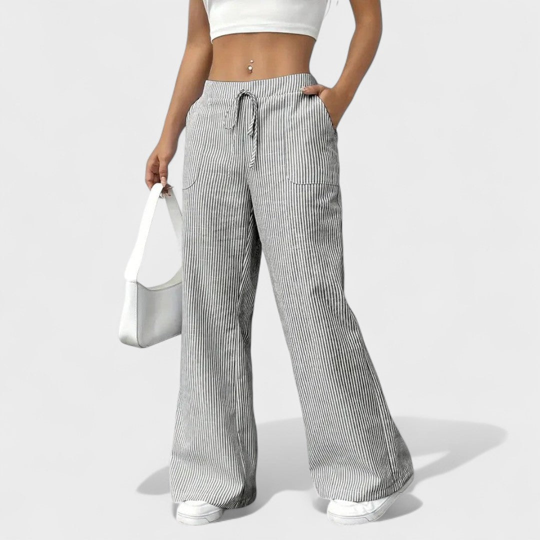 Maria - Calças largas confortáveis com detalhes elegantes