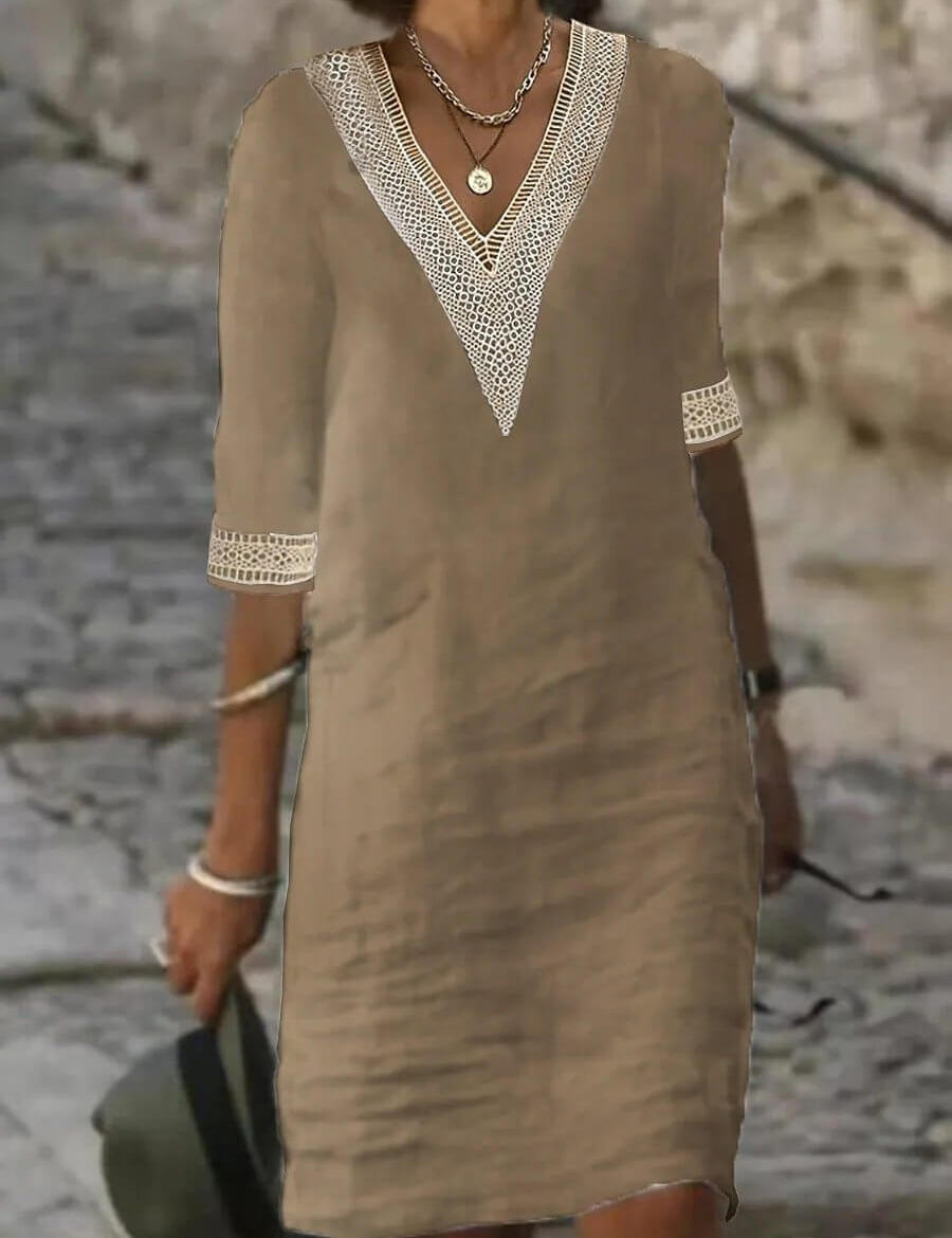 Camila - Vestido Casual de Algodão e Linho