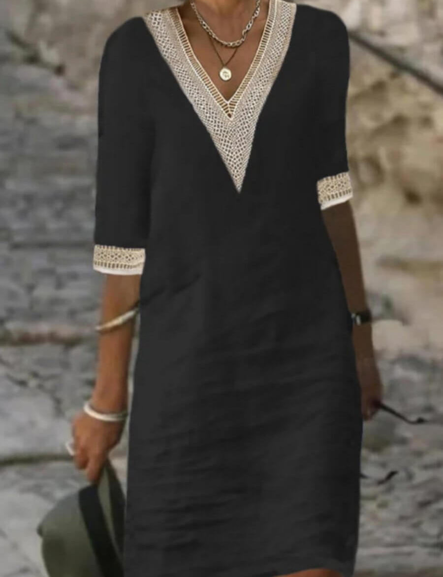 Camila - Vestido Casual de Algodão e Linho