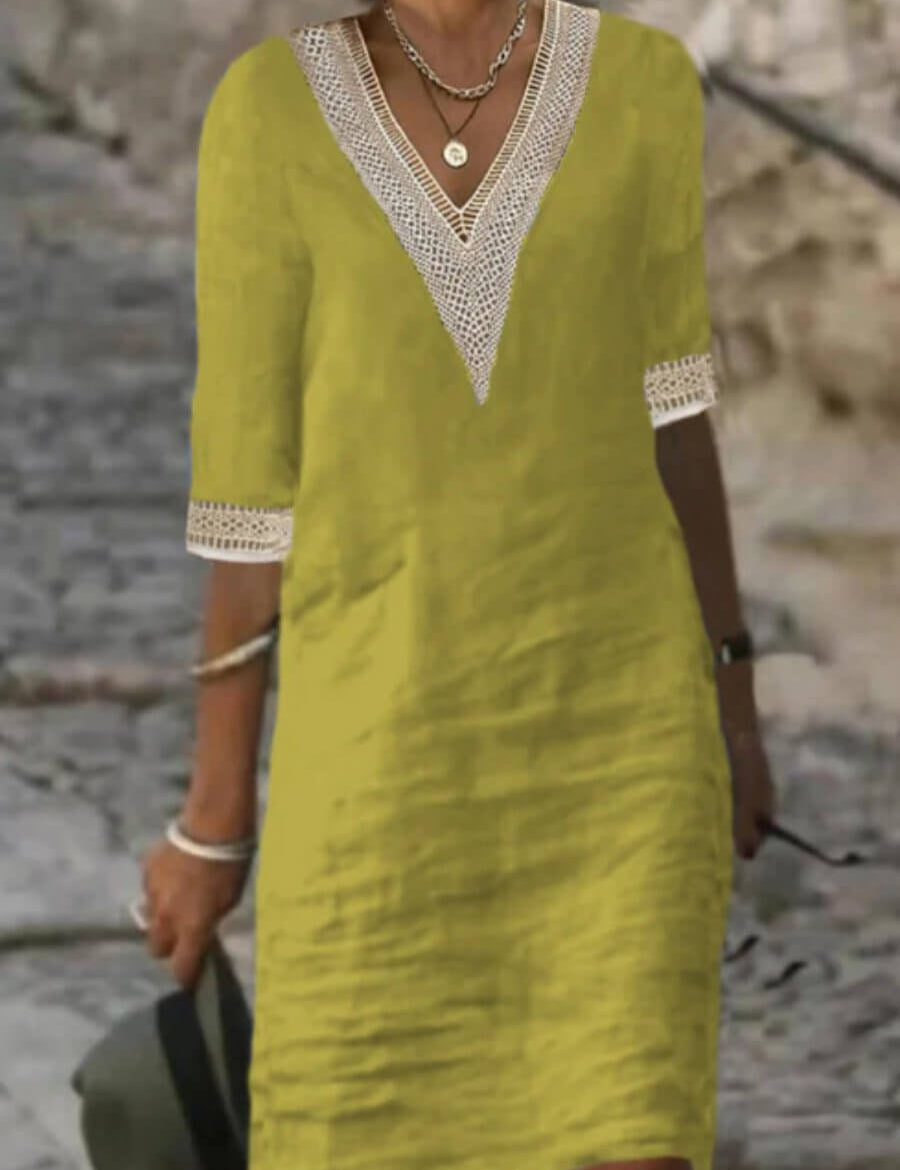 Camila - Vestido Casual de Algodão e Linho