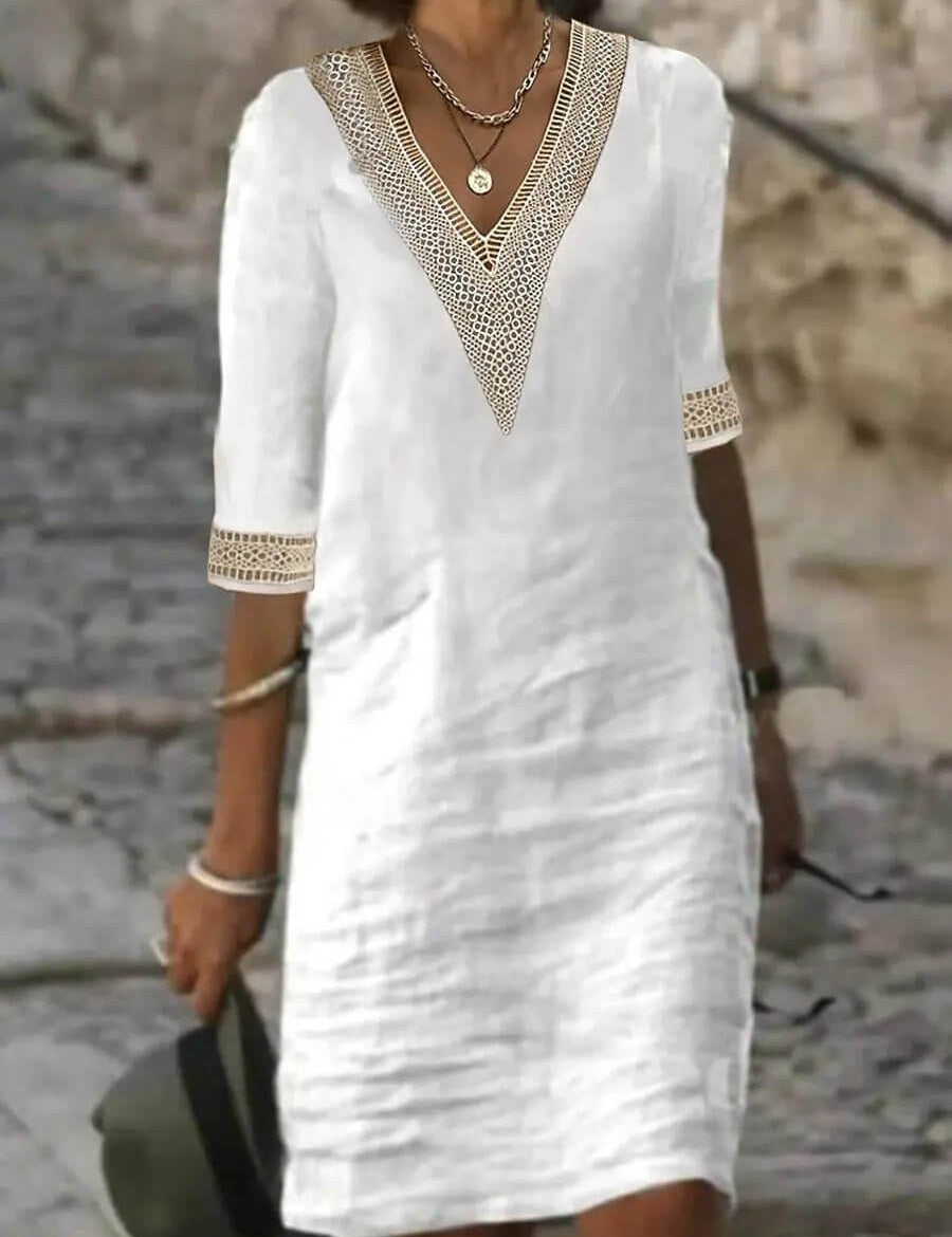 Camila - Vestido Casual de Algodão e Linho