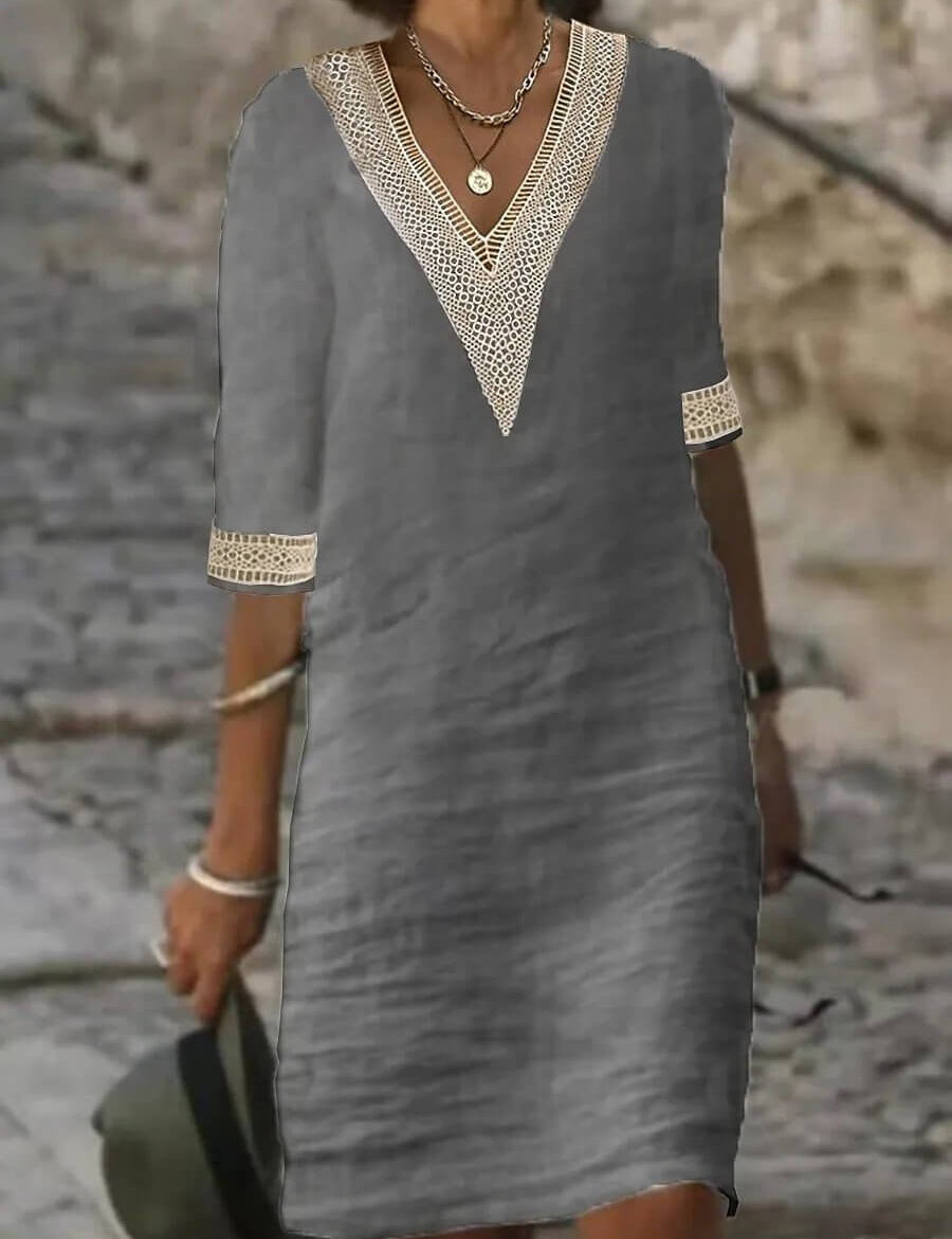 Camila - Vestido Casual de Algodão e Linho