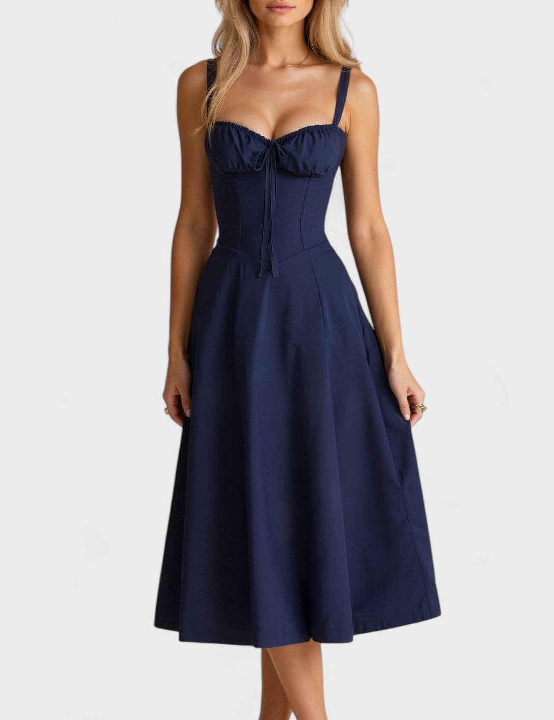 Carolina - Vestido Floral com Corpete Ajustado