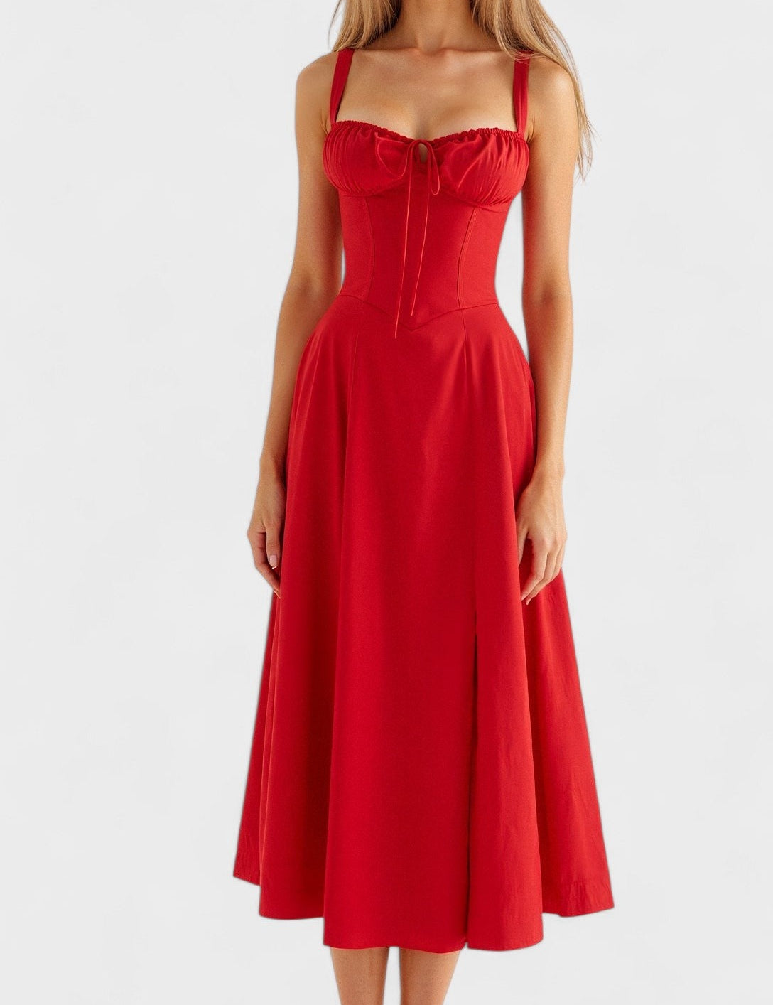 Carolina - Vestido Floral com Corpete Ajustado